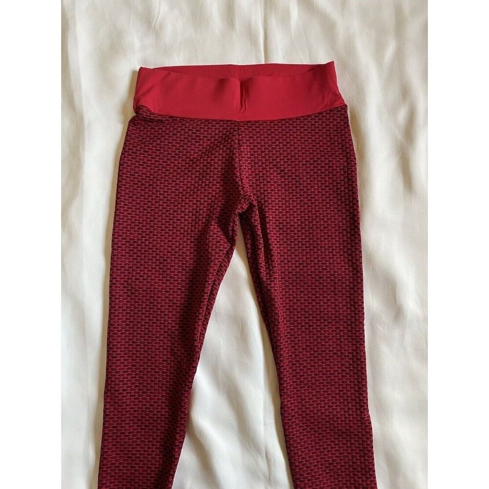 Yeires Texture Butt Lift Tummy Control Leggings Yoga Pants Women Large Red NWOT